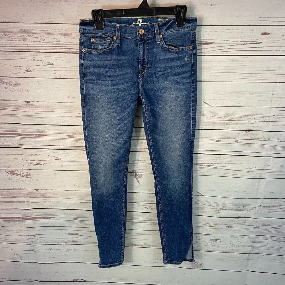 7 For All Mankind Ankle Skinny Jeans Women's Size 28 (28 x 28) Split Ankle